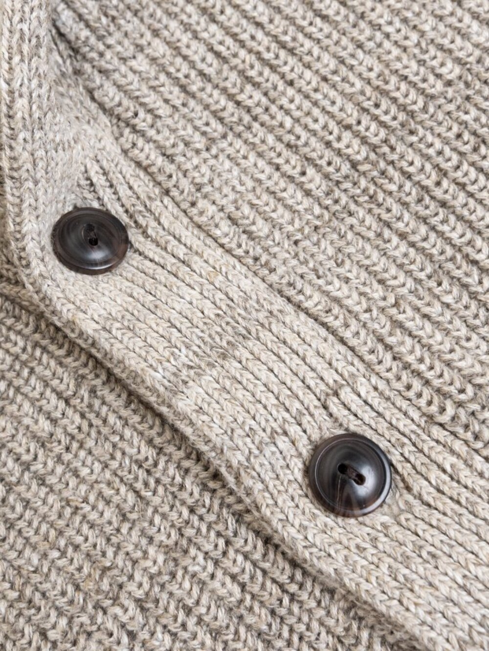 Polo Ralph Lauren Chunky Shawl Collar Cardigan Oatmeal Beige Cotton Knit L - Picture 6 of 13